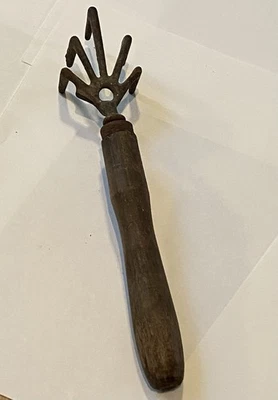 Vintage Hand Cultivator Claw 5 Prong  Metal Flower Garden Tool Wood Handle - Image 1 of 4