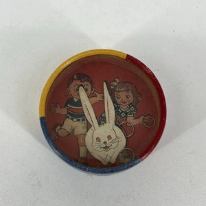 Vintage dexterity puzzle game hand held DOUBLE SIDED W/ Rabbit & Bear 1920'S - Picture 1 of 4