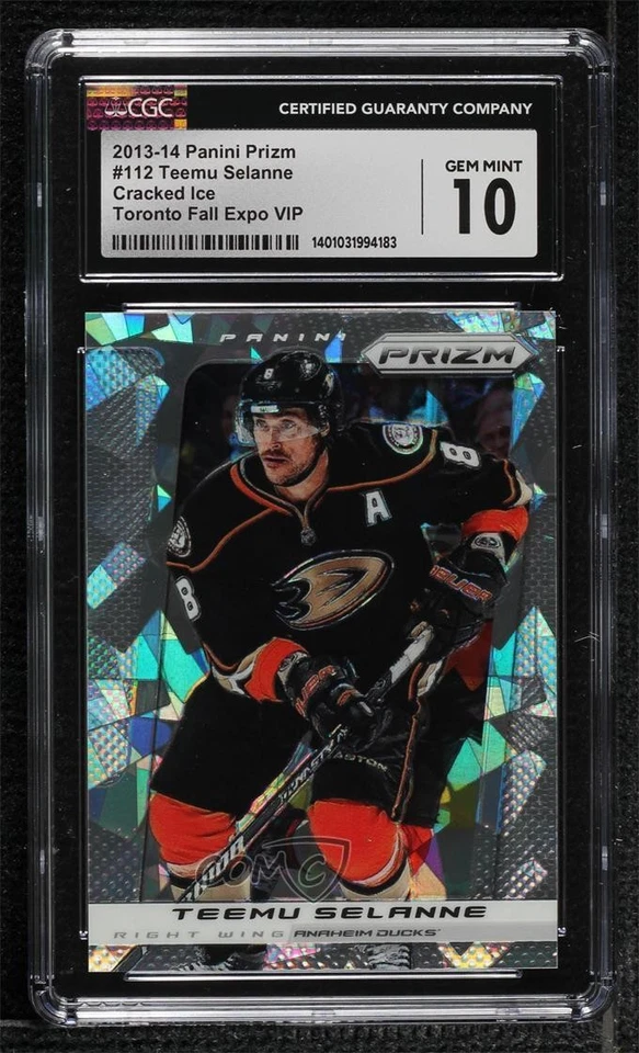 2013 Panini Prizm Toronto Expo Cracked Ice /30 Teemu Selanne CGC 10 Gem Mint HOF - Image 1 of 2