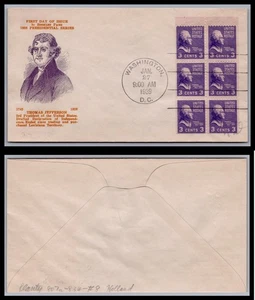 US FDC # 807a 3c Thomas Jefferson pane Holland 1939, 0a1546 - Picture 1 of 1
