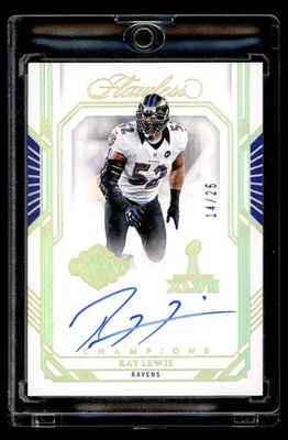 2023 Panini Flawless Ray Lewis Champions Super Bowl On Card Auto Gold SSP /25 - Image 1 of 2