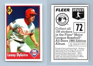 Lenny Dykstra #72 Fleer Major League Baseball All-Stars 1995 Panini Sticker - Picture 1 of 1