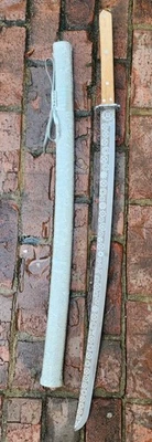 38" Steel Ninja Japanese Samurai Sword Full Tang Fantasy 29" Blade Scabbard - Image 1 of 4