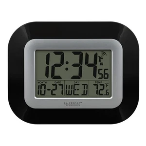 Atomic Wall Clock with Indoor Temperature Alarm Self Setting Digital Display - Picture 1 of 5