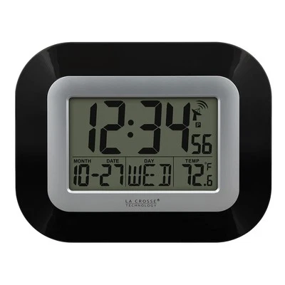 Atomic Wall Clock with Indoor Temperature Alarm Self Setting Digital Display - Image 1 of 4