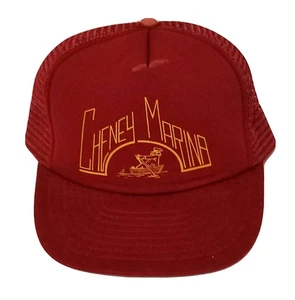 Vintage gebraucht, Cheney Marina. Kastanienbraune Netzmütze mit Druckknopflasche.  Trucker Cap. Kansas  - Bild 1 von 5