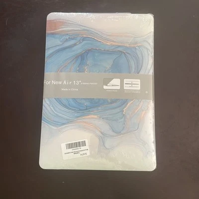 MacBook New Air 13” 2018-2022 blue/gold marble design hardshell case - Image 1 of 3