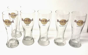 Hard Rock Cafe Souvenir Pilsner Drink Glasses ~ EUC ~ Lot Of 6 - Picture 1 of 2