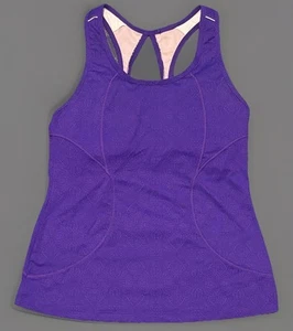 Athleta Energy Tank Top Built In Bra Purple Paisley  Floral Zip Pocket Medium - Picture 1 of 8