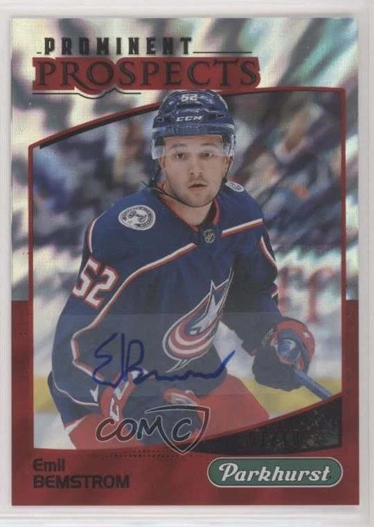 2019-20 Parkhurst Prominent Prospects Red /10 Emil Bemstrom #PP-7 Rookie Auto RC - Image 1 of 2