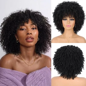 Afro Wig for Black Women Fluffy and Soft Synthetic Kinky Curly Wig Glueless S... - Picture 1 of 6