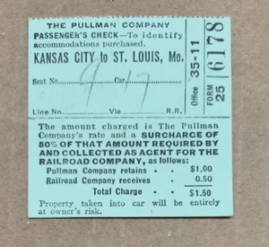 Missouri Pacific Passenger Train Ticket 1927 Kansas City to St. Louis - Picture 1 of 2