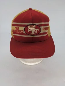 70s SAN FRANCISCO 49ers AJD "The Professional" Trucker Mesh Stripes Hat L #9 - Picture 1 of 6