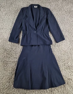 Jacques Vert Set Womens 10 Blue 2 Piece Blazer Skirt Vintage - Picture 1 of 14