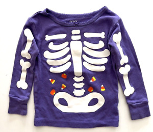 Carter's Halloween Skeleton Girls Boys 18M Purple Shirt Long Sleeve Candy Corn