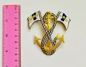 Anchor Flag Patch Iron On Patch Ocean Sea Nautical Water Blue - Picture 1 of 6
