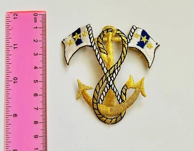 Anchor Flag Patch Iron On Patch Ocean Sea Nautical Water Blue - Image 1 of 4