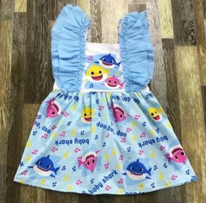 Girls Toddler Baby Shark Ruffle Apron Dress baby shark doo doo doo - Picture 1 of 1