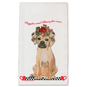 Puggle Día de San Valentín Plato Toalla Regalo Mascota - Imagen 1 de 1