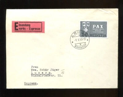 Suiza 1945 EXPRESS primer día PAX 60 rp Zum #268 Scott #299 Cat 60++ Foto 1 de 2