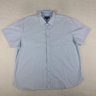 Camisa de Vestir Johnston Murphy Para Hombres 2XL XXL Azul Blanco Geométrica Hawaiana Abotonada Foto 1 de 4