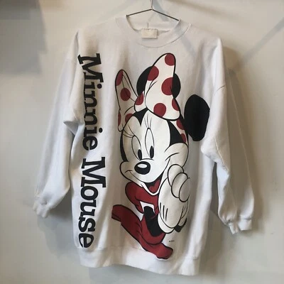 Sudadera Vintage Minnie Mouse Walt Disney Mediana Blanca Foto 1 de 4