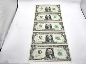(5) Five $1 1963 B Joseph Barr One Dollar Bills Average Circulated - Picture 1 of 11