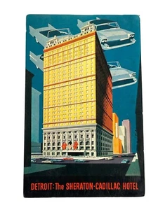 Vintage 1950er Detroit Sheraton Cadillac Hotel Postkarte Mi Michigan Automobil - Bild 1 von 4