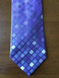 Cravatta Kenneth Cole Reaction in seta viola grigio diamanti nuova senza etichette - Foto 1 di 5