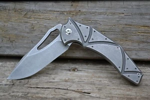 Gavko Ferrum Forge Spinner Stonewash CV20 Klinge Titan Griff Flipper Messer - Bild 1 von 14