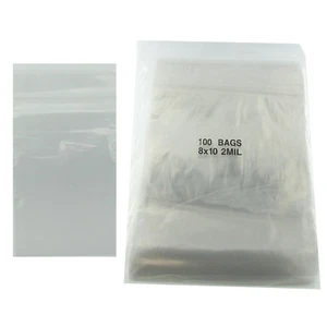 8"x10" Plastic Bags Reclosable Pack of 100 Resealable Large Poly Baggies - Picture 1 of 5