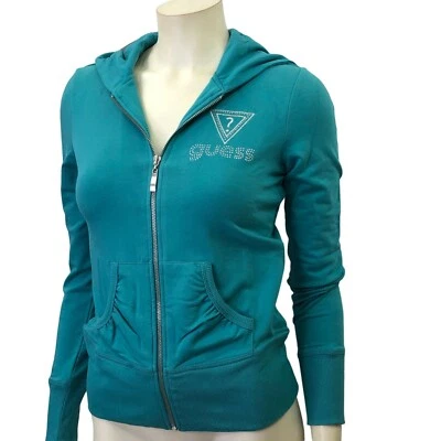 GUESS ПОЛНЫЙ МОЛНИИ ТОЛСТОВКА С КАПЮШОНОМ SM НОВЫЙ С ЯРЛЫКОМ - Изображение 1 из 4