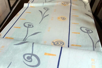 blickdichter gemusterter Vorhangstoff Dekostoff hellblau Meterware - Bild 1 von 4