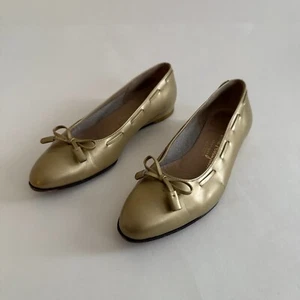 Salvatore Ferragamo Boutique Damen Gold Leder Ballerinas Größe 4.5B 1146311 Lux - Bild 1 von 16