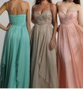 Vestido de noche talla 13/14 azul aguamarina verde con cuentas graduación regreso a casa nuevo con etiquetas - Imagen 1 de 8