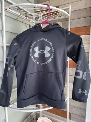 Under Armour Youth Small YSM Cold Gear Hoodie Gray and black. - Image 1 of 4