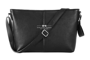 Bolso de mano de cuero de piel de cordero negro premium con asa superior para damas - Imagen 1 de 6