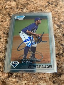 Edinson Rincon Signed 2010 Bowman Chrome Rc Auto San Diego Padres