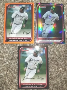 2008 Bowman Jermaine Dye #137 #143 Orange Chrome Refractor 3 CARD LOT - Picture 1 of 2