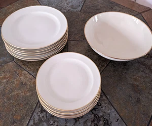 Rosenthal Else Elfenbein Goldrand 6 Speiseteller, 4 Kuchenteller, Schüssel, top - Bild 1 von 7