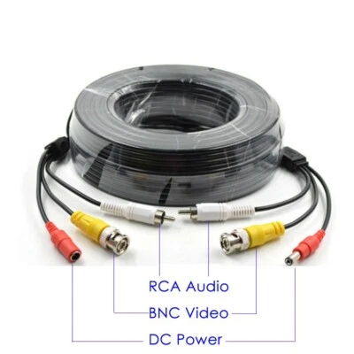 50 Feet Pre Made Cable with Video Audio & Power for CCTV Security Camera DVR  - Image 1 of 4