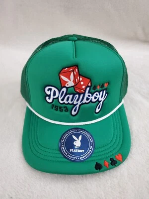 PLAYBOY CASINO FOAM TRUCKER SNAPBACK MENS UNISEX ADULT HAT GREEN RED NEW - Image 1 of 4