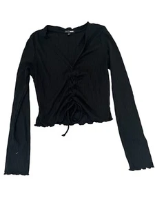 Fashion Nova Black Long Sleeve Top Size Large - Picture 1 of 6