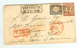 Cubierta Prusia 1872 Dresde a Nueva York (EE. UU.) - Sin Texto - Cubierta 859 - Imagen 1 de 3
