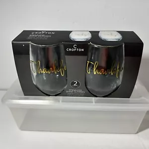 2 bicchieri da vino Crofton senza stelo NUOVI vecchio stock "Grazie" 20 oz - Foto 1 di 2