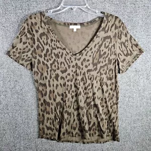 Nine Britton Size Small Green Animal Print Leopard Womens Short Sleeve Top - Picture 1 of 5