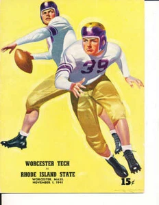 Nov 1 1941 Worcester Tech vs Rhode Island State Football Program f1 - Picture 1 of 2