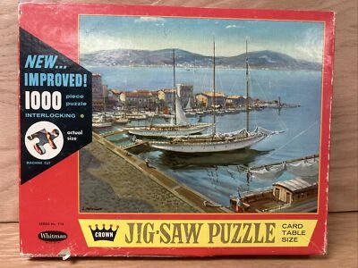 Vintage Crown Jig-Saw Puzzle 1000 Piece “At The Wharf” USA Whitman Publishing Co - Image 1 of 3