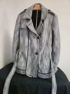 Banana Republic Black White Belted Peacoat Women's Size Medium - Picture 1 of 8