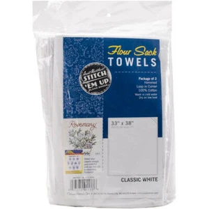Aunt Martha's Stitch 'Em Up Flour Sack Towels 33"X38" 2/Pkg-White - Picture 1 of 1